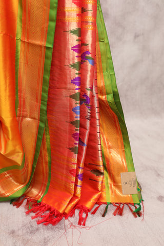 Mustard Silk Paithani Saree-SRMSPS236