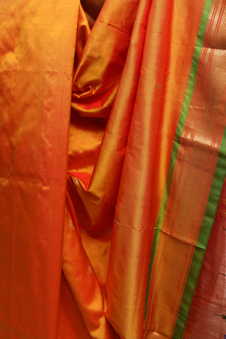 Mustard Silk Paithani Saree-SRMSPS236