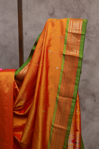 Mustard Silk Paithani Saree-SRMSPS236