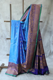 Sky Blue Gadwal Silk Saree - SRSBGSS418