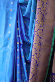 Sky Blue Gadwal Silk Saree - SRSBGSS418