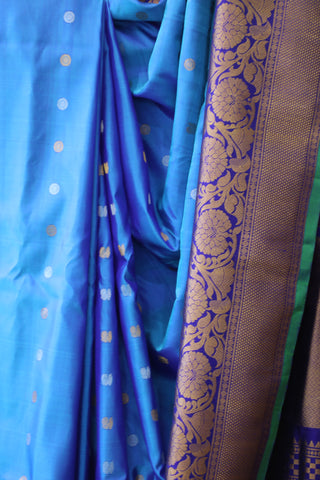 Peacock Blue Gadwal Silk Saree - SRPBGSS418