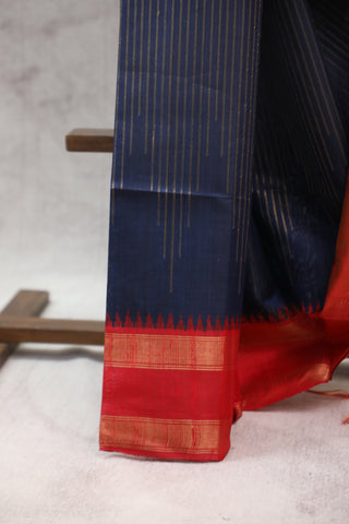 Navy Blue Raw Silk Saree - SRNBSS438