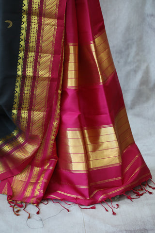 Black Silk Ilkal Saree - SRBSIS113