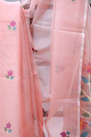 Pink Muslin Jamdani Saree - SRPMJS51