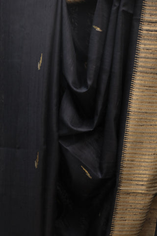 Black Raw Silk Saree - SRBSS439