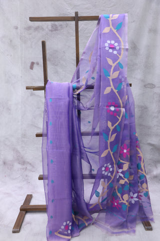 Purple Muslin Jamdani Saree - SRPMJS52