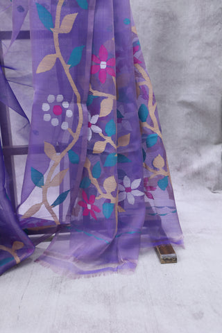 Purple Muslin Jamdani Saree - SRPMJS52