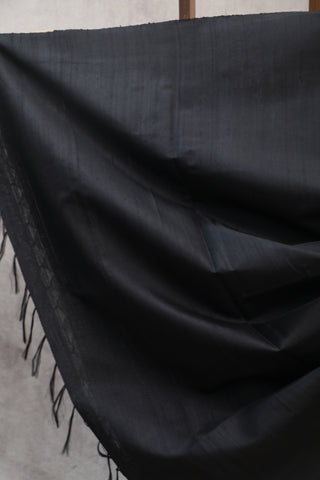 Black Raw Silk Saree - SRBSS439