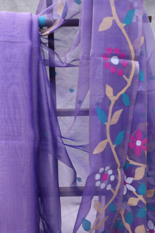 Purple Muslin Jamdani Saree - SRPMJS52