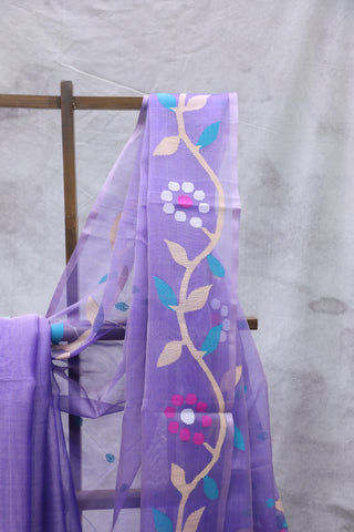 Purple Muslin Jamdani Saree - SRPMJS52