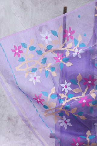 Purple Muslin Jamdani Saree - SRPMJS52