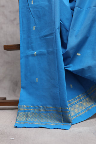 Blue Cotton Paithani Saree-SRBCPS326