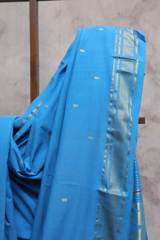 Blue Cotton Paithani Saree-SRBCPS326