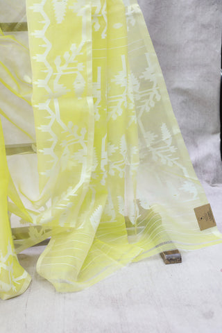 Yellow Muslin Jamdani Saree - SRYMJS53