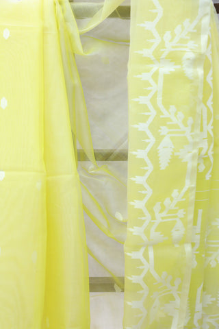 Yellow Muslin Jamdani Saree - SRYMJS53