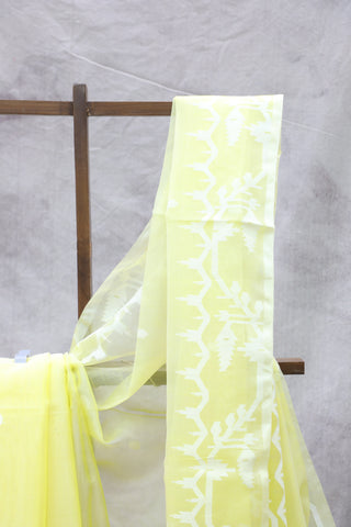 Yellow Muslin Jamdani Saree - SRYMJS53