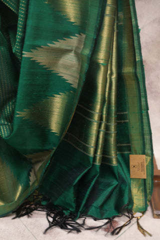 Green Raw Silk Saree - SRGSS442