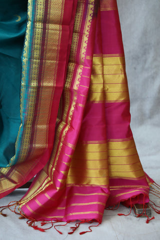 Teal Silk Ilkal Saree - SRTSIS117