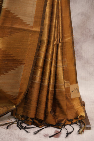 Golden Raw Silk Saree - SRGSS443