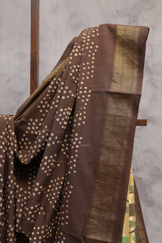 Brown Bandhani Cotton Paithani Saree-SRBBCPS319