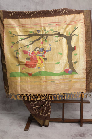 Brown Bandhani Cotton Paithani Saree-SRBBCPS319