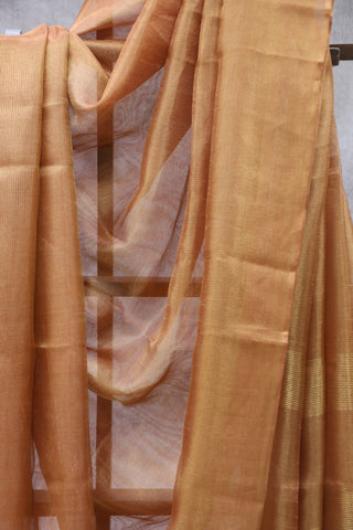 Brick Orange Tissue Tusser Silk Saree - SRBOTTSS246