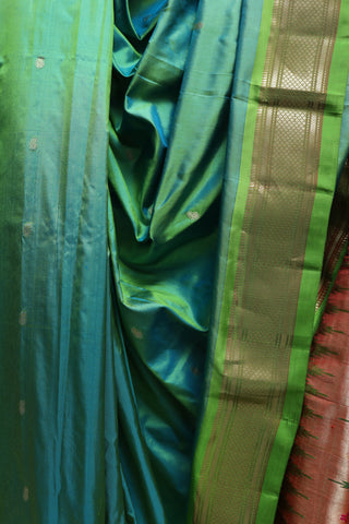 Two Tone Peacock Green Silk Paithani Saree - SRTTPGSPS361