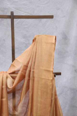 Brick Orange Tissue Tusser Silk Saree - SRBOTTSS246