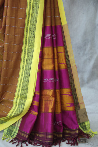 Brown Cotton Ilkal Saree -SRBCIS368