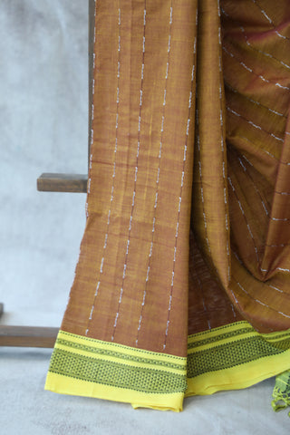 Brown Cotton Ilkal Saree -SRBCIS368