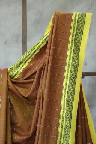 Brown Cotton Ilkal Saree -SRBCIS368