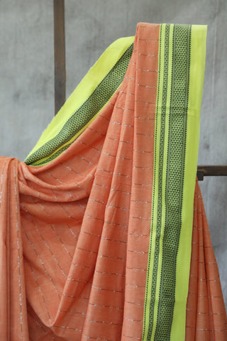 Peach Cotton Ilkal Saree -SRPCIS369