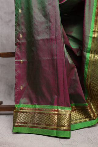 Two Tone Green Silk Paithani Saree - SRTTGSPS359