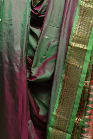 Two Tone Green Silk Paithani Saree - SRTTGSPS359