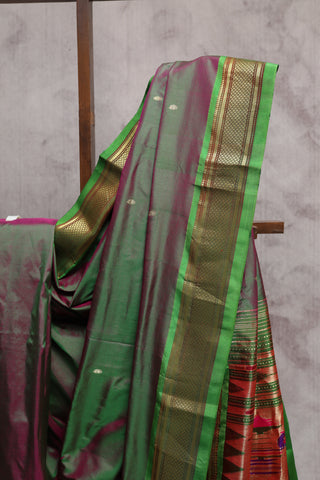 Two Tone Green Silk Paithani Saree - SRTTGSPS359