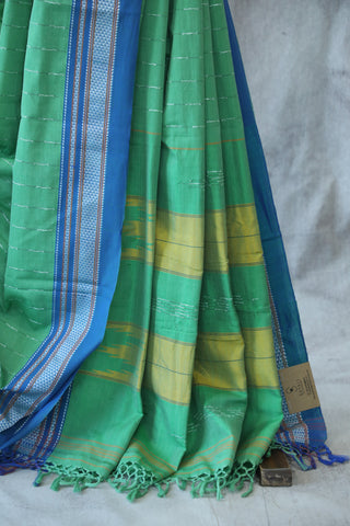 Moss Green Cotton Ilkal Saree -SRMGCIS371