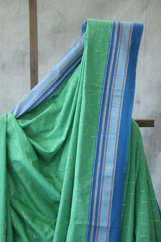 Moss Green Cotton Ilkal Saree -SRMGCIS371