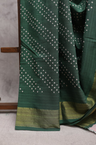 Green Bandhani Cotton Paithani Saree-SRGBCPS321