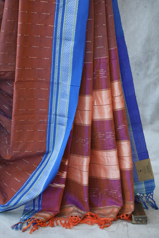 Brown Cotton Ilkal Saree -SRBCIS372