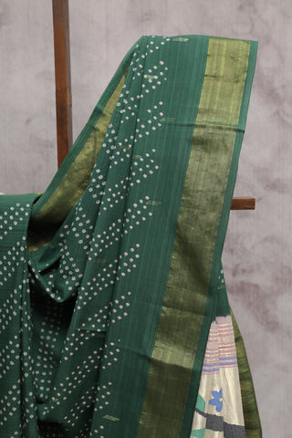 Green Bandhani Cotton Paithani Saree-SRGBCPS321