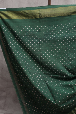 Green Bandhani Cotton Paithani Saree-SRGBCPS321