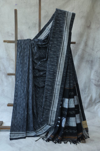 Black-White Cotton Ilkal Saree -SRBWCIS402