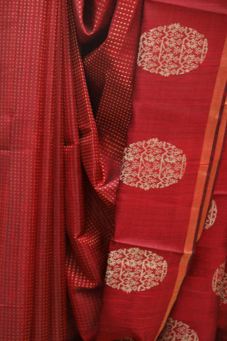 Red Raw Silk Saree - SRRSS448