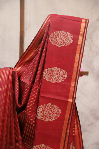 Red Raw Silk Saree - SRRSS448