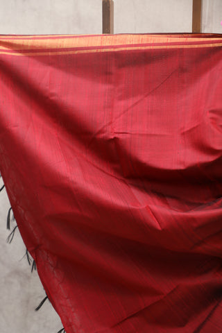 Red Raw Silk Saree - SRRSS448