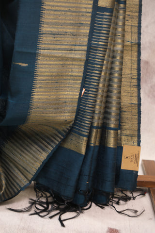 Peacock Blue Raw Silk Saree - SRPBSS450