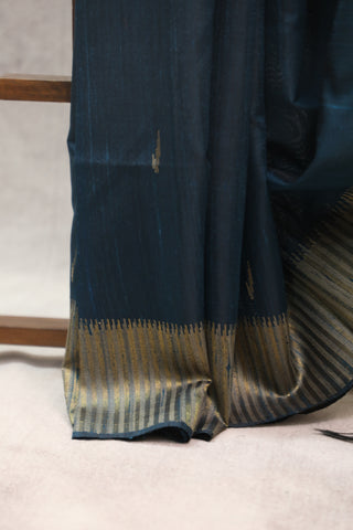 Peacock Blue Raw Silk Saree - SRPBSS450