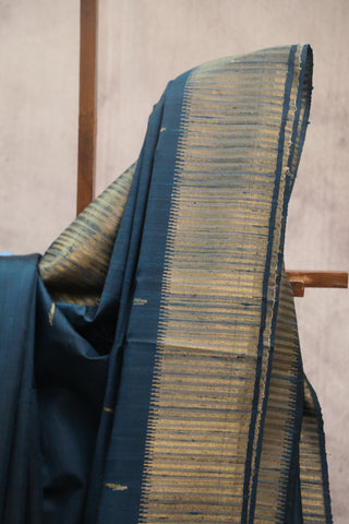 Peacock Blue Raw Silk Saree - SRPBSS450