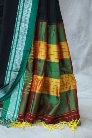 Black Cotton Ilkal Saree -SRDGCIS376